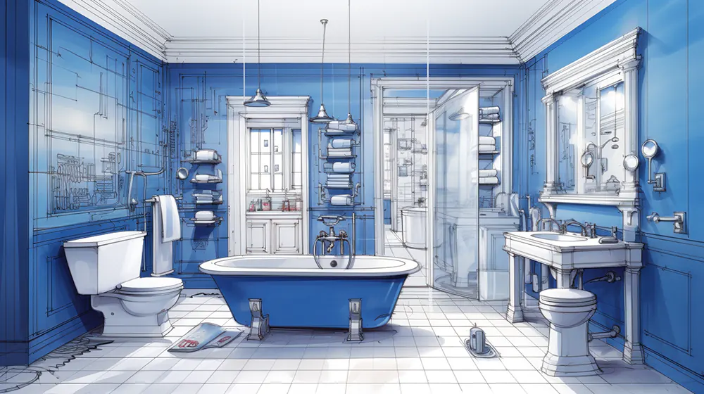 An in-depth layout of a bathroom