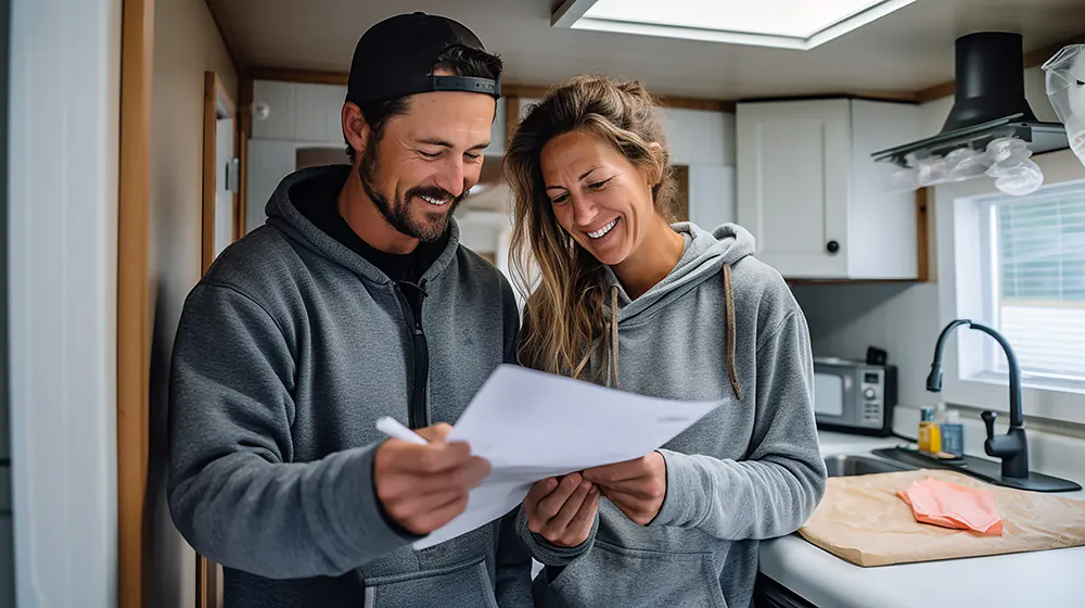 A couple working on their kitchen remodel