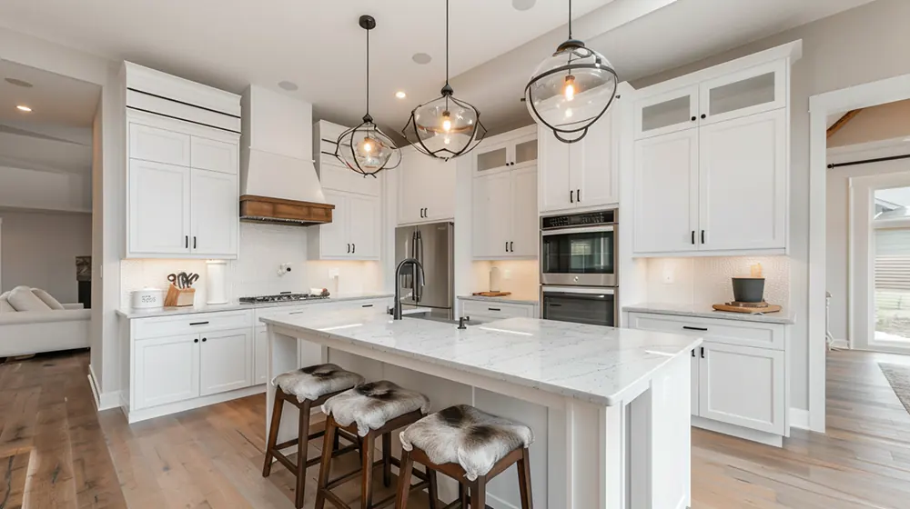 white cabinets in an eloquent kitchen