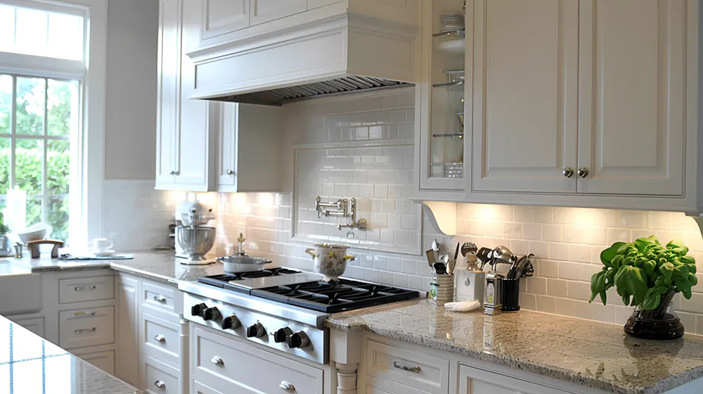 subway tiles with white cabinets