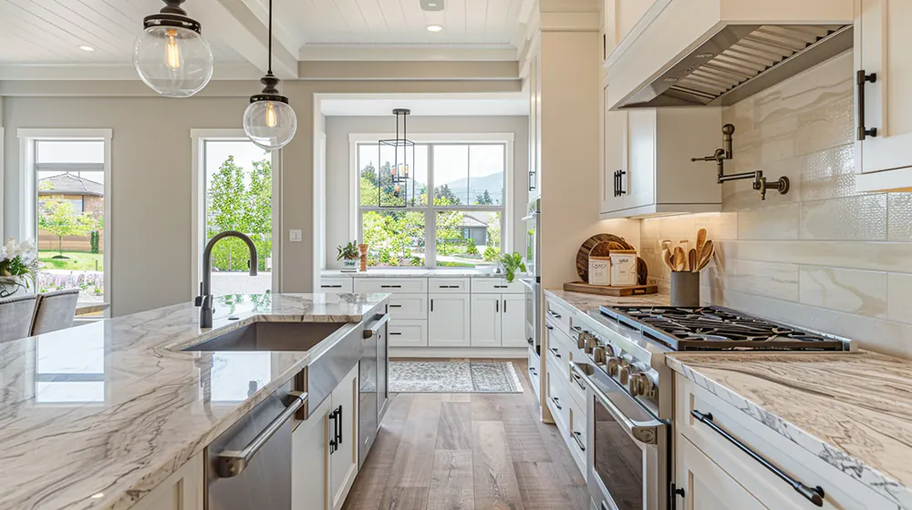 A kitchen with countertops with good dimensions