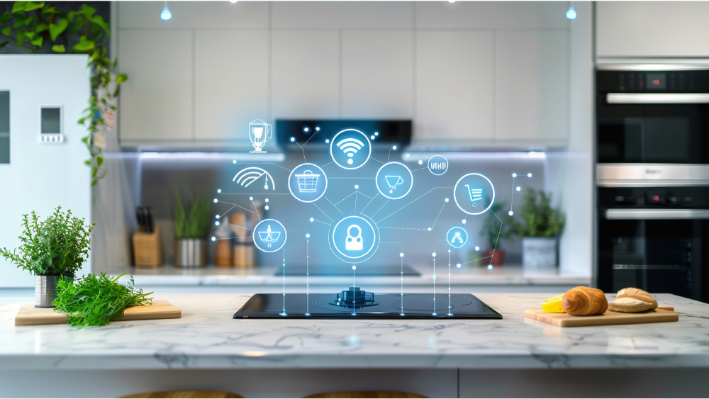 Smart home devices in a kitchen 
