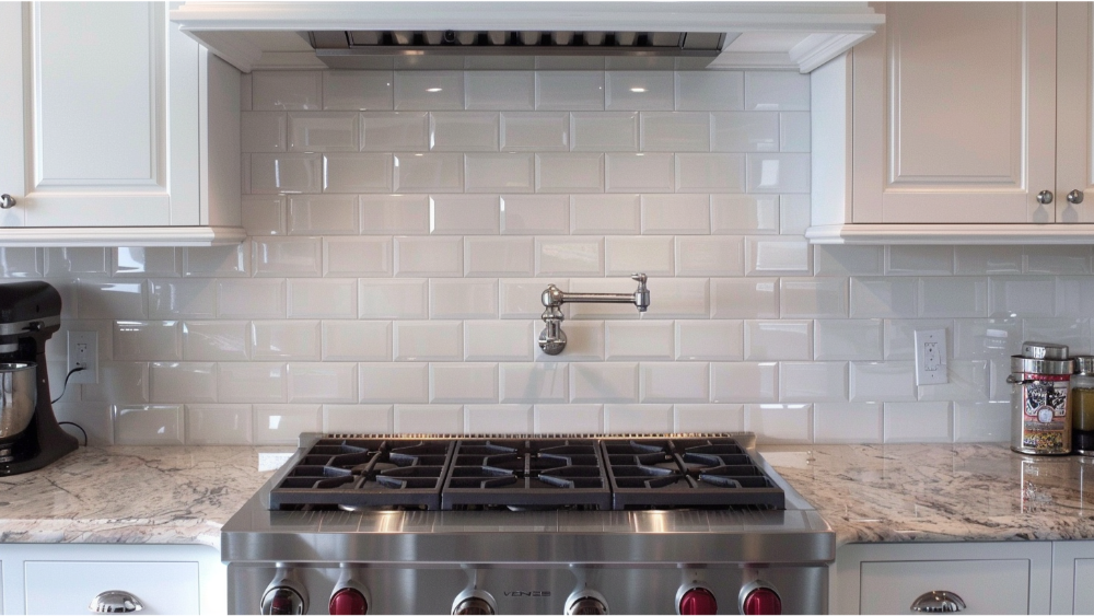 White subway tile backsplash