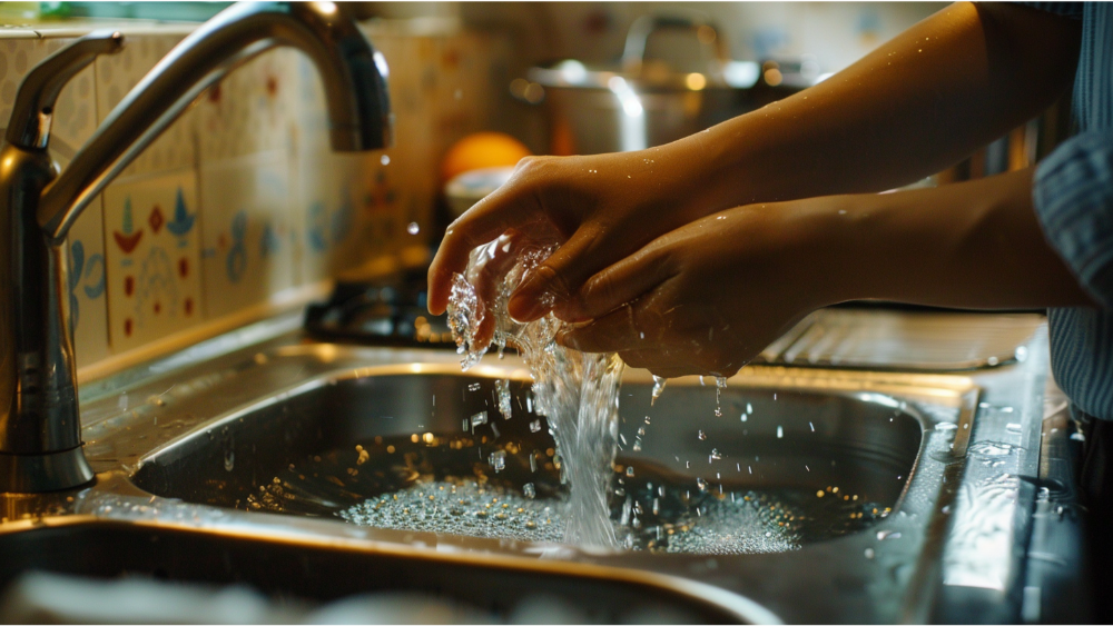 A person fixing their DIY sink