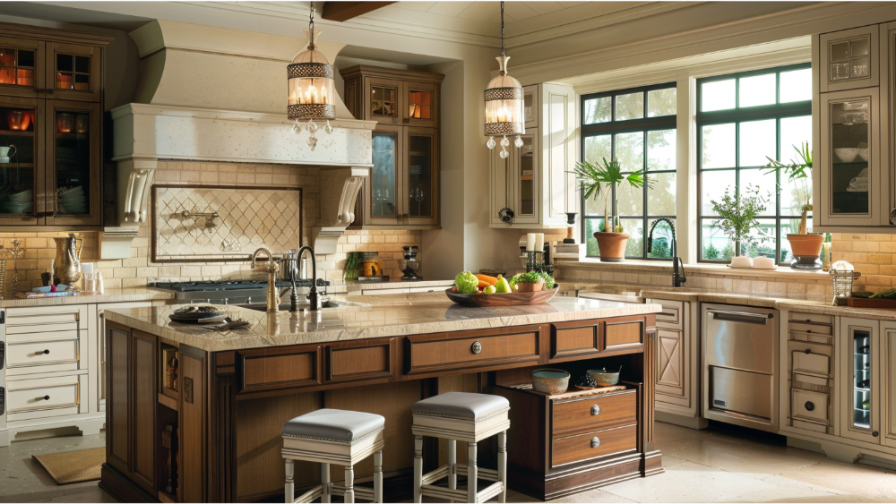 Kitchen island with decor