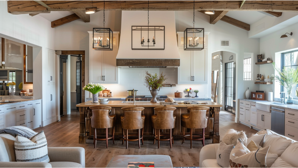 Open concept living room kitchen