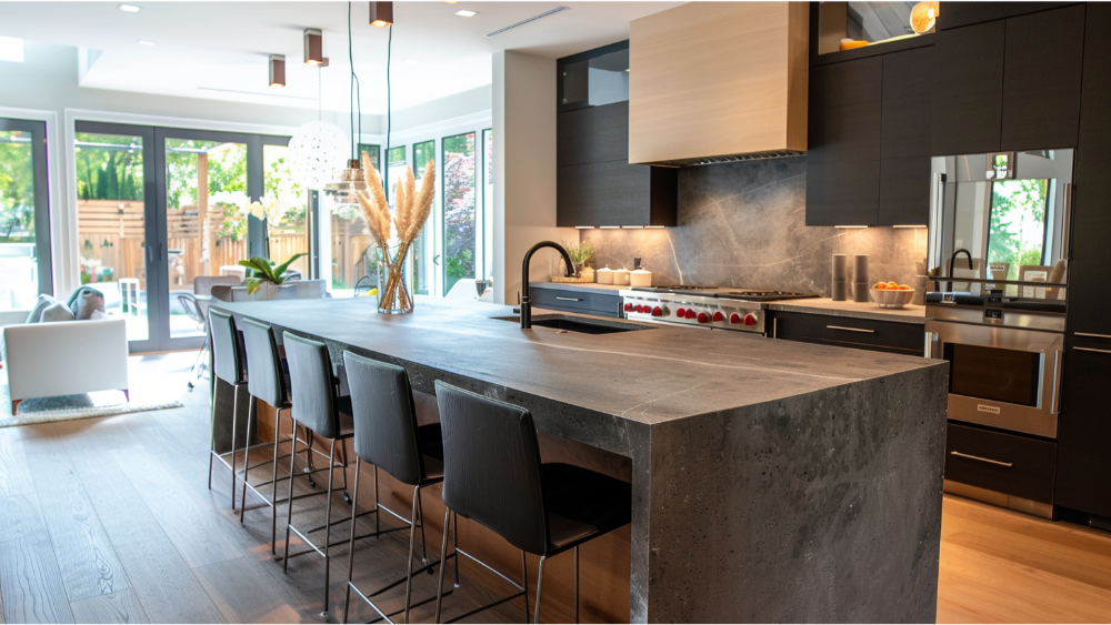 A modern / industrial design for a kitchen island