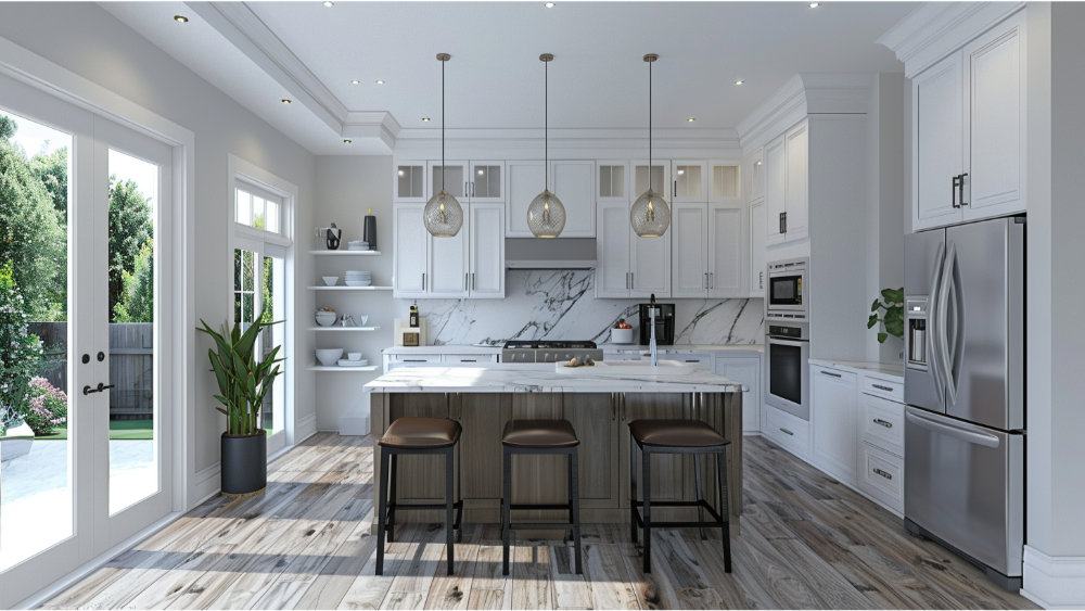 Tall cabinets in a kitchen