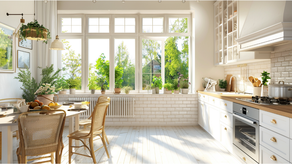 Natural light in a white kitchen