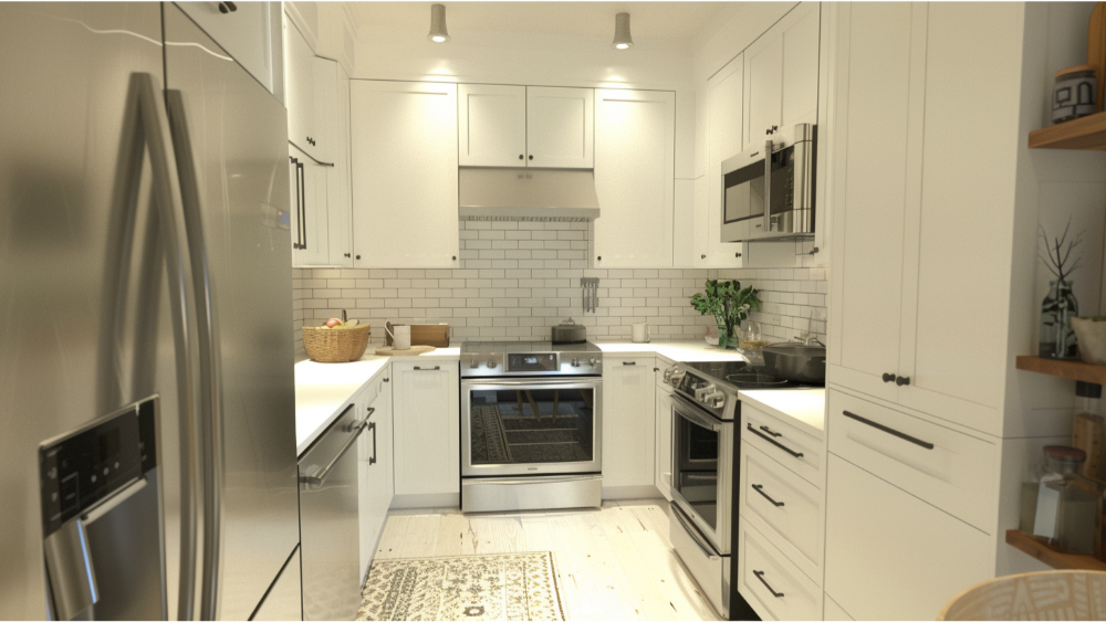 A small kitchen full of cabinets