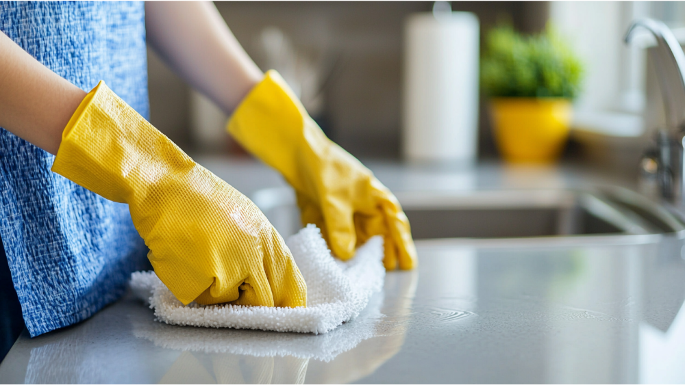 A woman cleaning