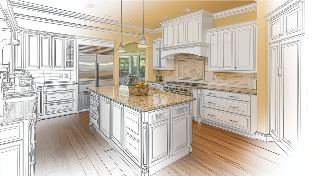 A kitchen remodel drawing