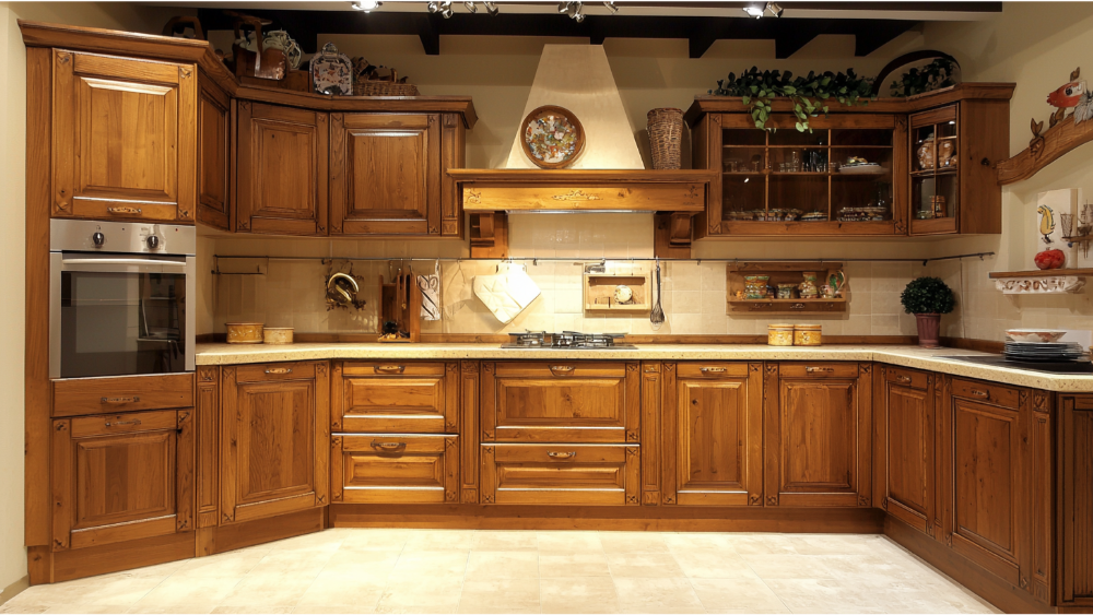 Decorated kitchen cabinets