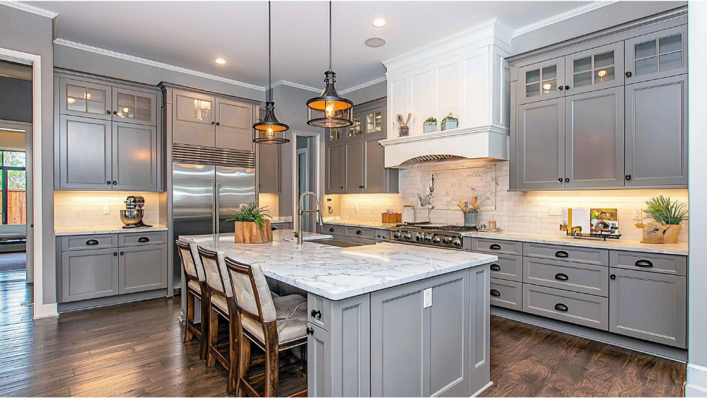 Grey kitchen cabinets