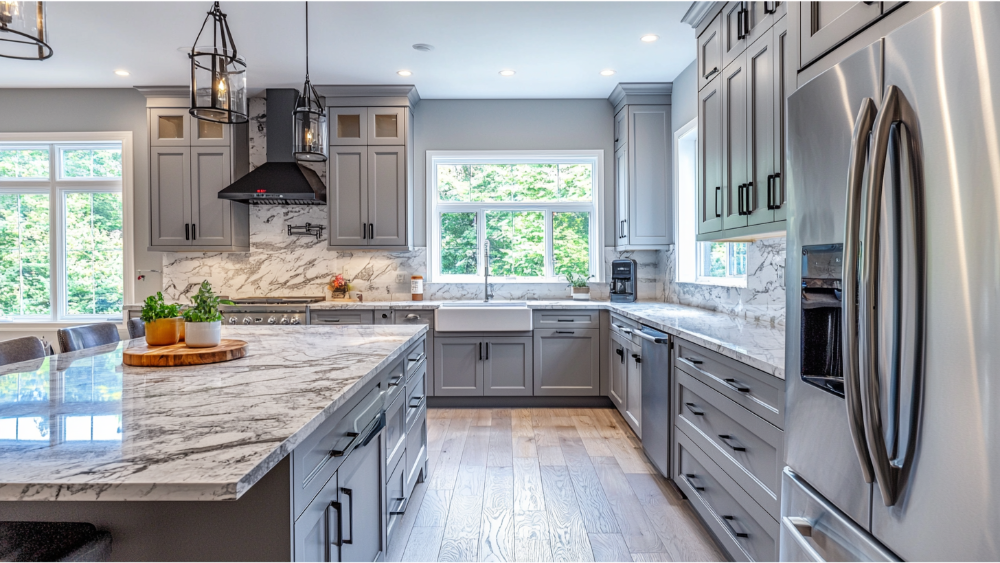 Grey kitchen cabinets