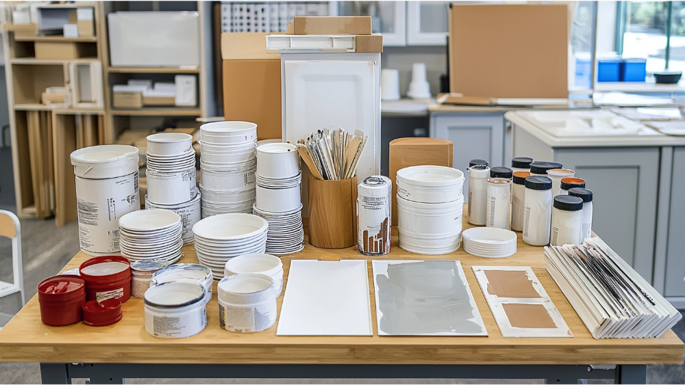 Materials used to paint kitchen cabinets