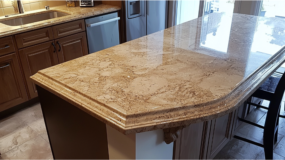 A clean kitchen countertop