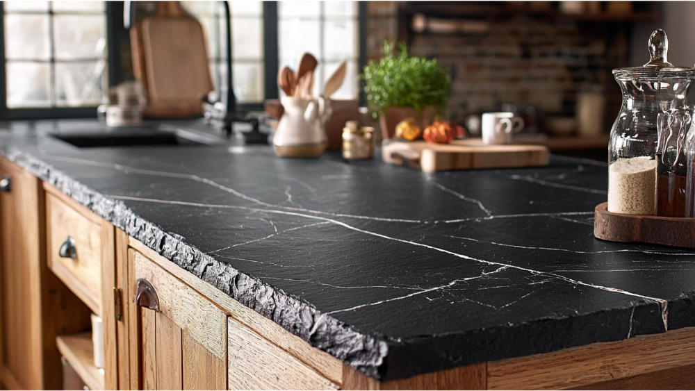 A soapstone kitchen countertop