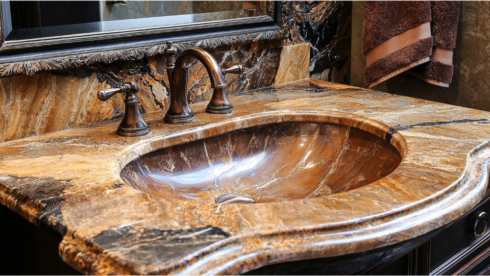 A close up of a bathroom vanity