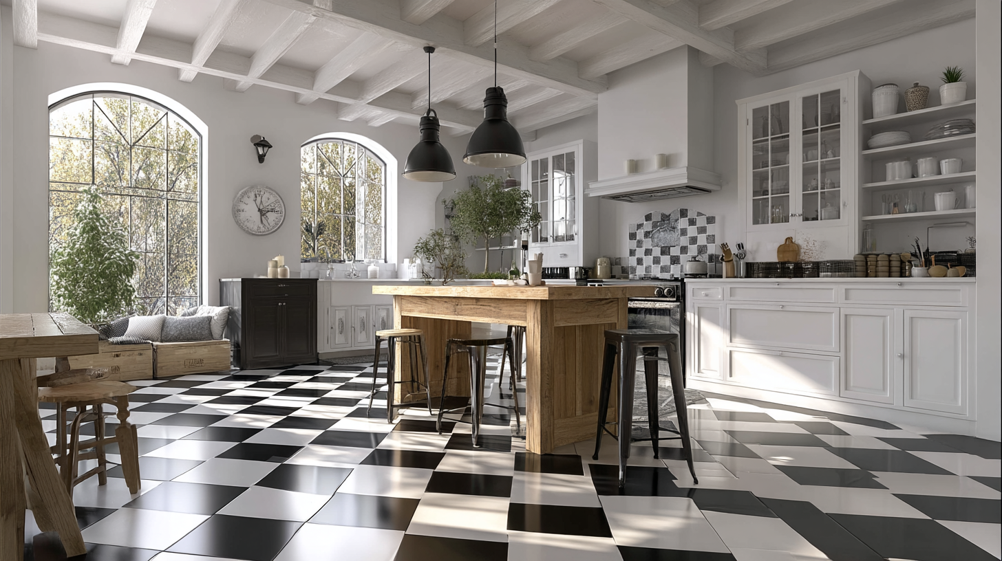 Black and White Kitchen Floor
